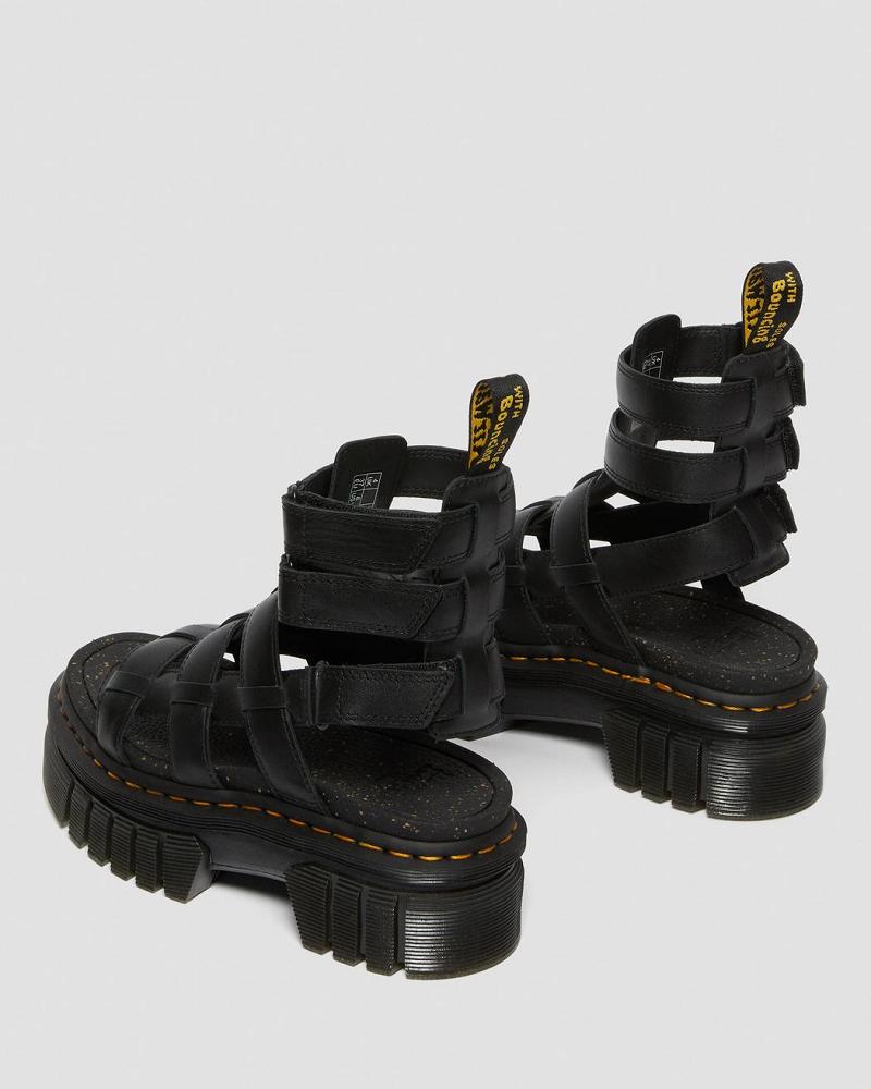 Sandalias de Plataforma Dr Martens Ricki Nappa Lux Cuero Plataforma Mujer Negros | MX 476TCE